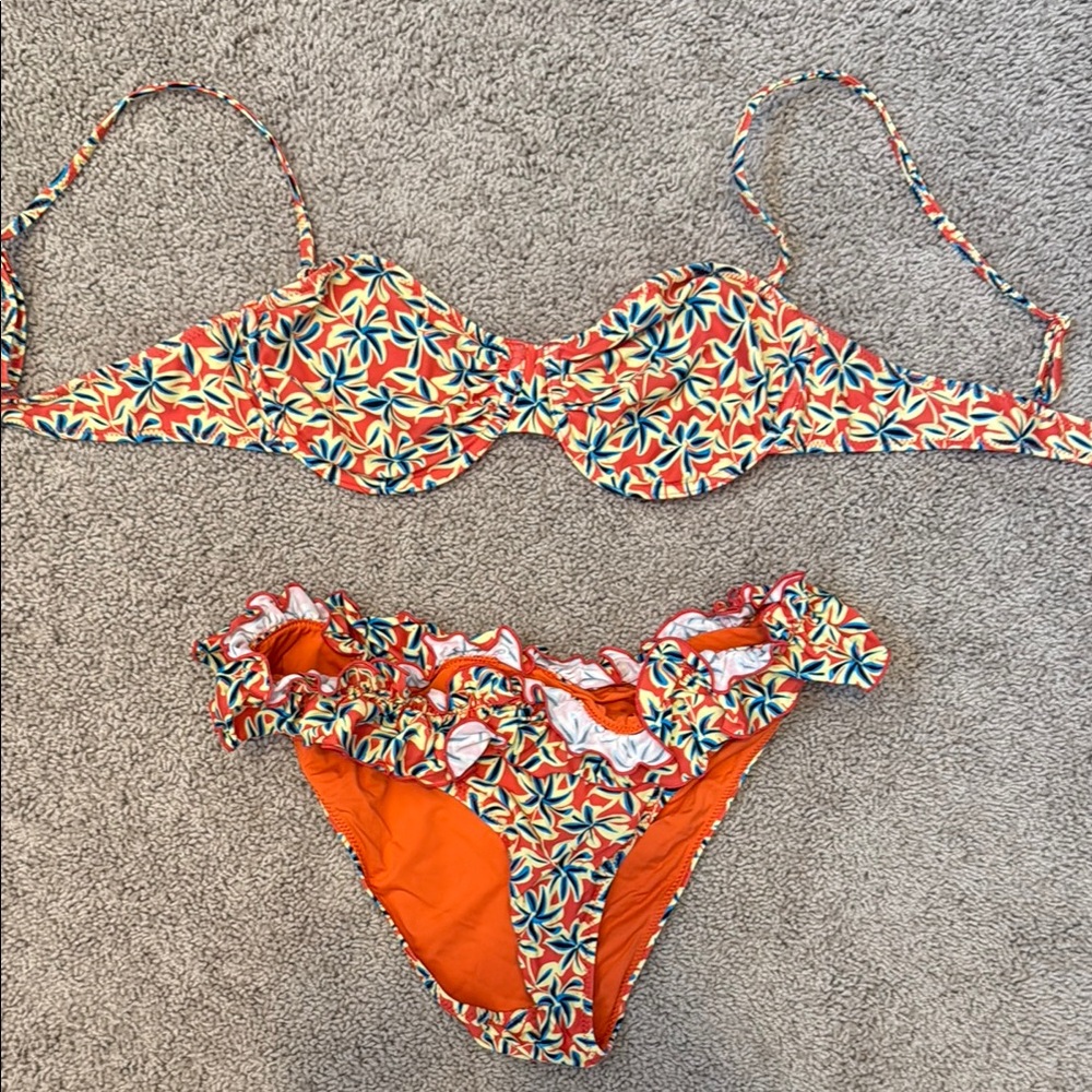 Solid & Striped Orange And Multicolor Bikini Set - image 1